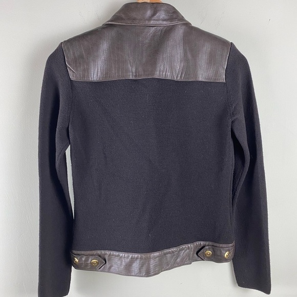 Dana Buchman: Snake Skin Full Zip Up Leather Jacket Stretchy Brown Size Petite P - Picture 6 of 7